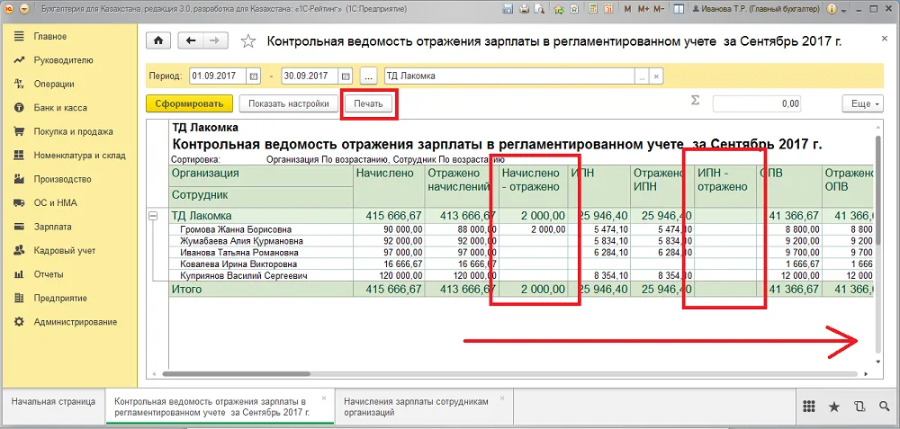 Отчет2017года демонстрирует расхождение2000тенге; это пример обнаруженной ошибки, не успешной сверки.
