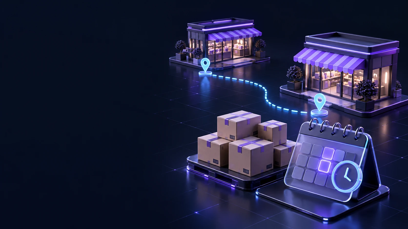 Тематическая 3D-обложка: Запланировать перемещение между магазинами