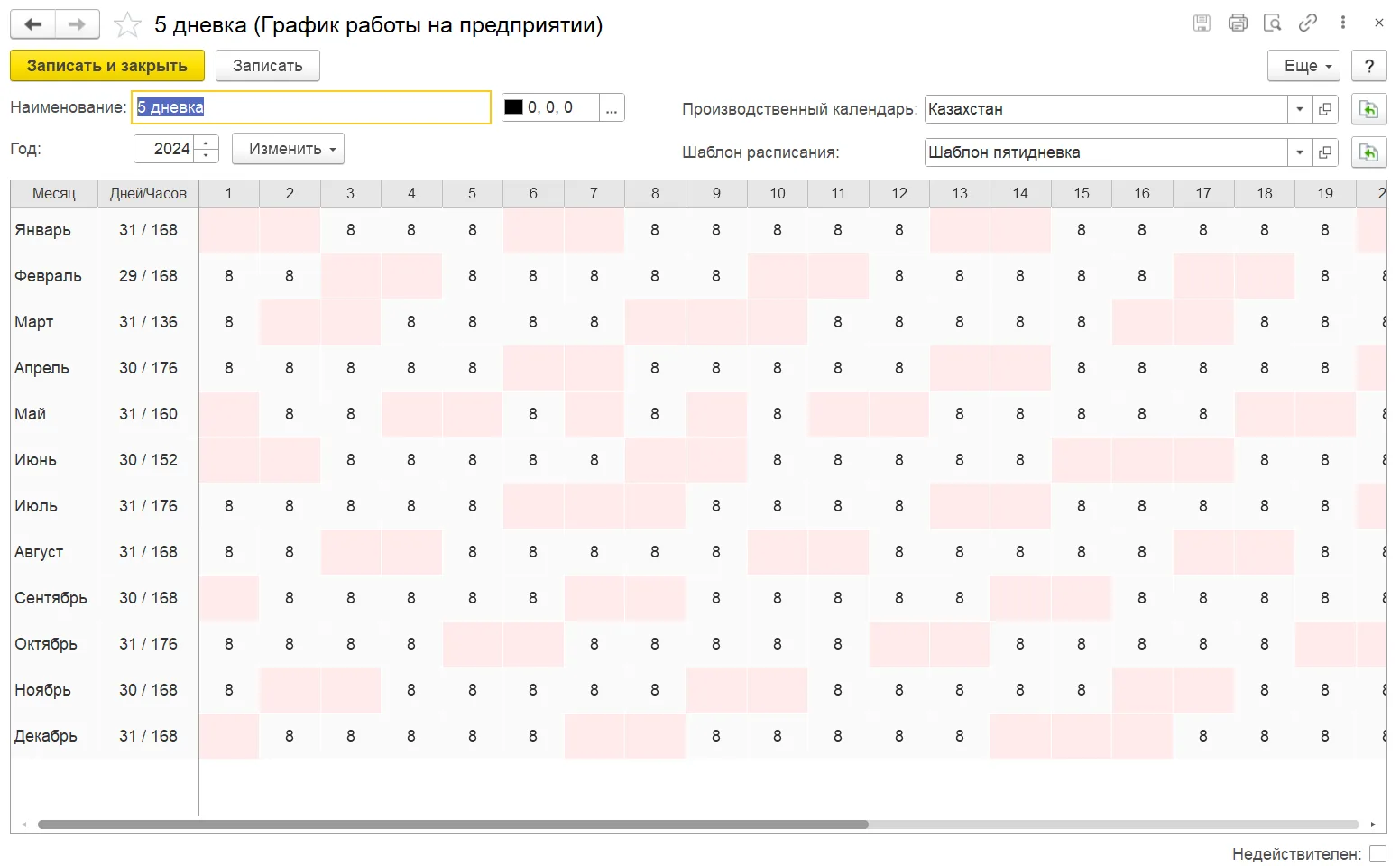 Табель подразделения и период регистрации